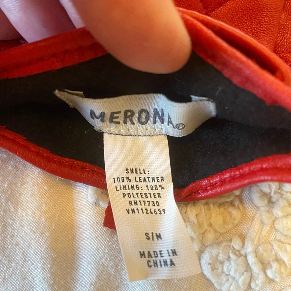 Merona Red Quilted Leather Gloves